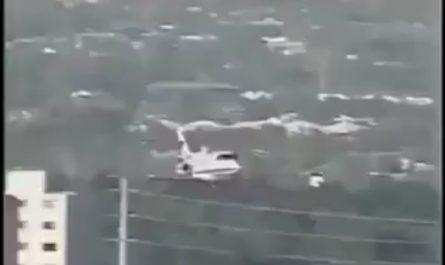Plane being landed without a landing gear