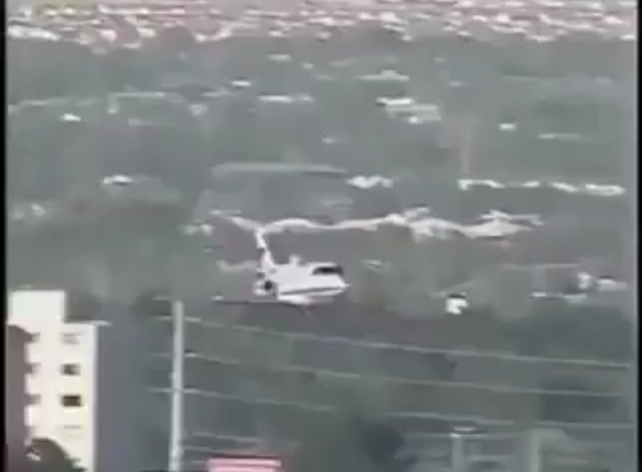 Plane being landed without a landing gear