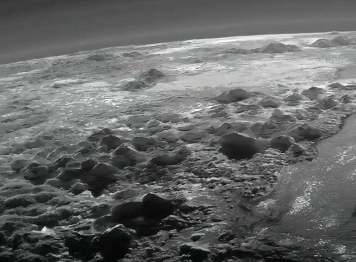 Pluto’s icy mountains.