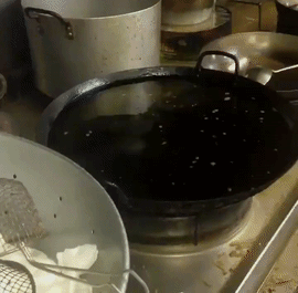 Prawn crackers are made in seconds.