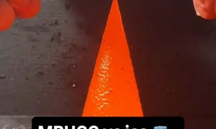 Putting ice through a medium red hot copper cone