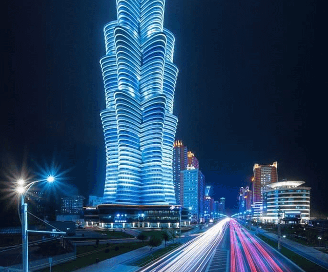Pyongyang at night