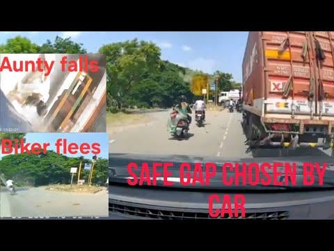 Rear-End Collision Breakdown: Smart Gap, Quick Swerve, Biker Flees, Truck Topples