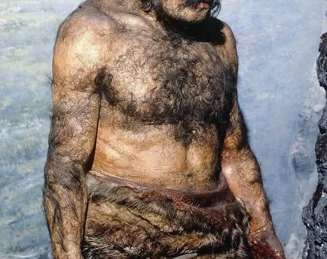 Reconstructed model of a Neanderthal man