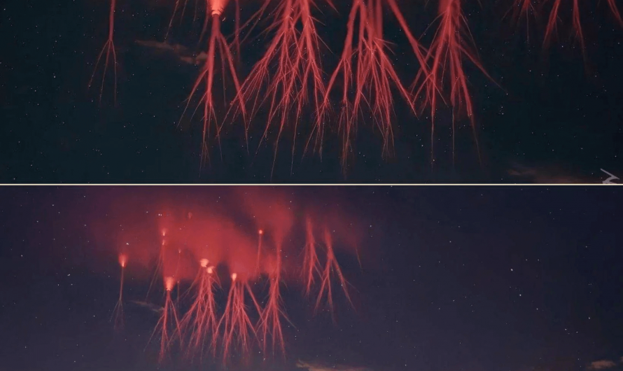 Red Sprites and Blue Jets in the sky [Credit: Pecos Hank , video in my comment]