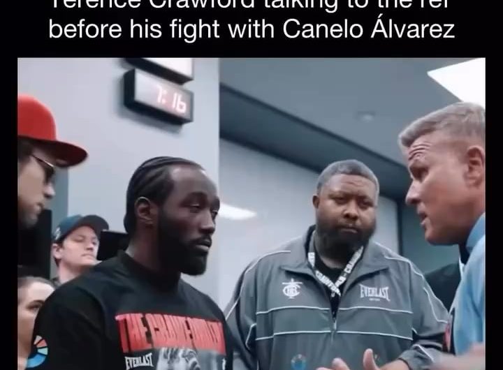 Referee Thomas Taylor explaining the rules to Terrance Crawford prior to his fight with Canelo Álvarez – (so smooth)
