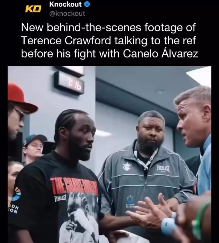 Referee Thomas Taylor explaining the rules to Terrance Crawford prior to his fight with Canelo Álvarez - (so smooth)