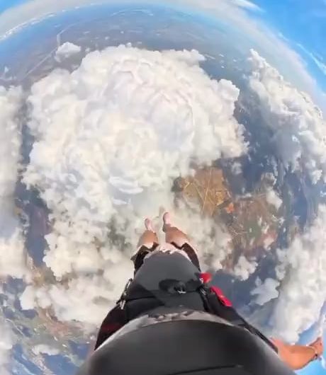 Skydiving through clouds is truly amazing