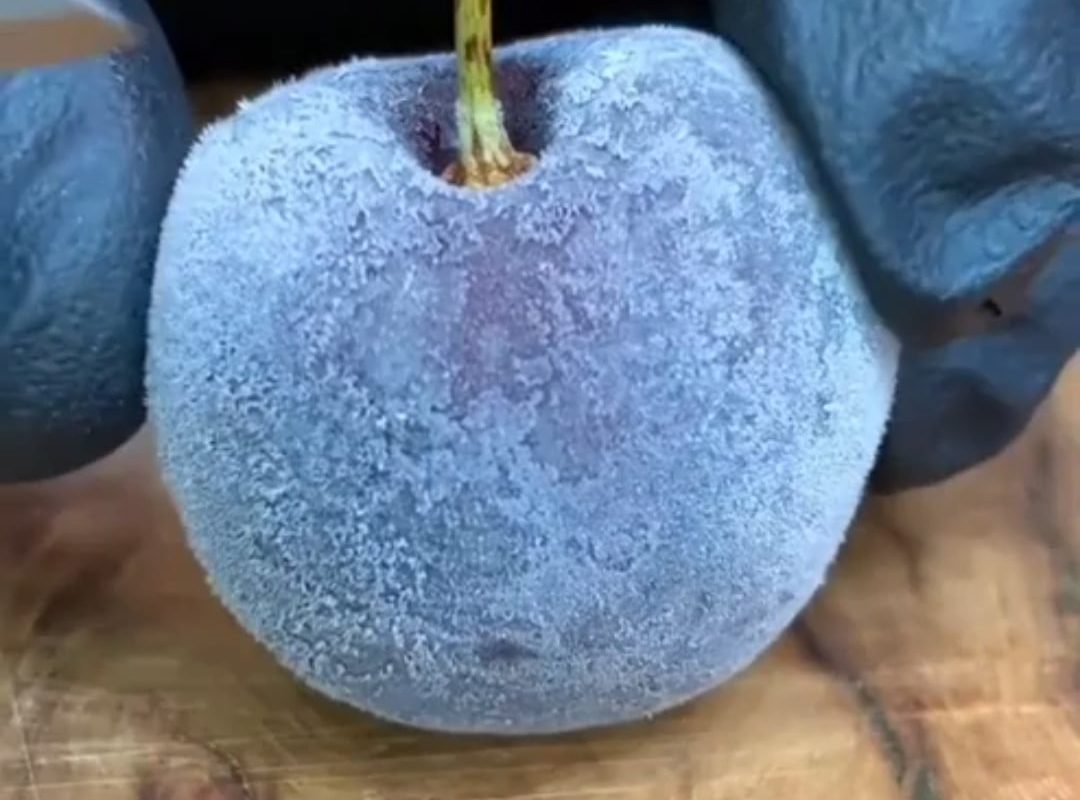 Slicing a frozen cherry