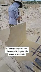 Smooth split of a sheet of rock containing a surprise!