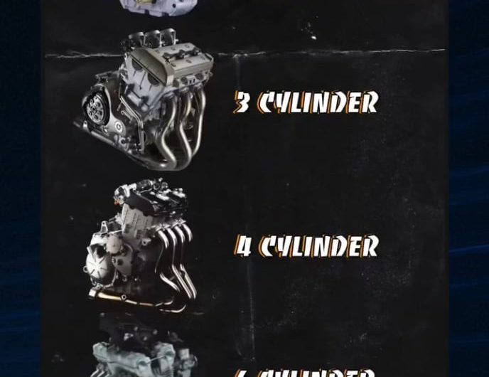 Sounds of different engine cylinders.