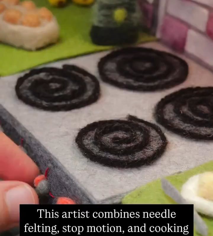 Stop-motion felting cooking