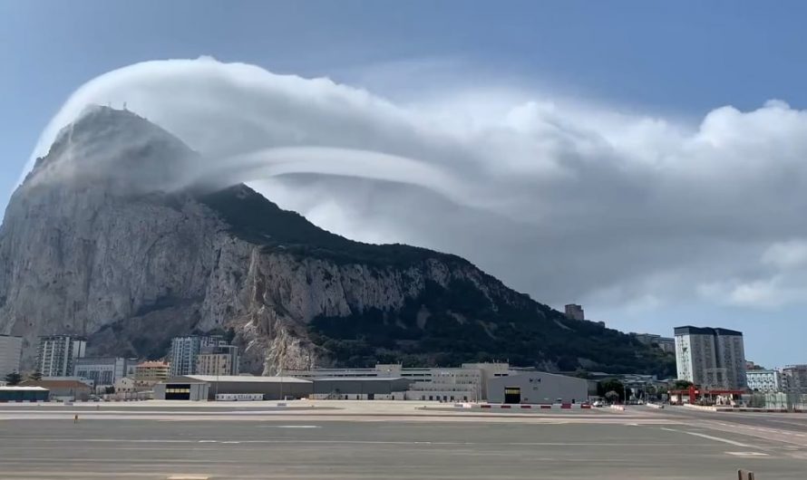 Stunning banner cloud over the Rock of Gibralter
