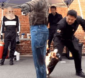 Stuntman set on fire