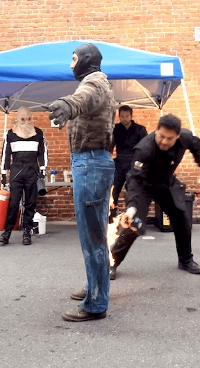 Stuntman set on fire