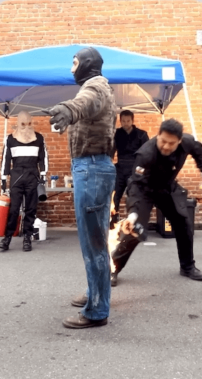 Stuntman set on fire