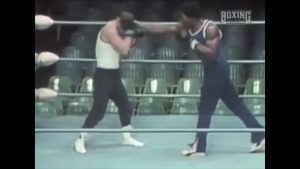 Sylvester Stallone and Carl Weathers rehearsing the final fight scene from the first Rocky in 1975