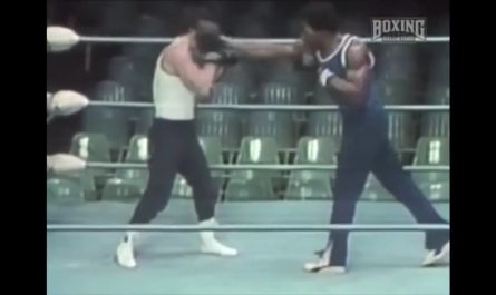 Sylvester Stallone and Carl Weathers rehearsing the final fight scene from the first Rocky in 1975