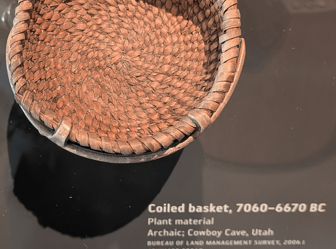 The Cowboy Cave Basket, the oldest example of coiled basketry in the Americas, approximately 10,000 years old. From Wayne County, Utah