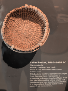 The Cowboy Cave Basket, the oldest example of coiled basketry in the Americas, approximately 10,000 years old. From Wayne County, Utah