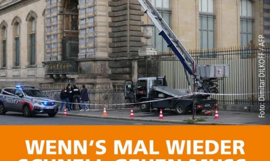 The German company that built the forklift used in the Louvre robbery uses a photo of the heist to advertise itself: “When things need to be done quickly.”