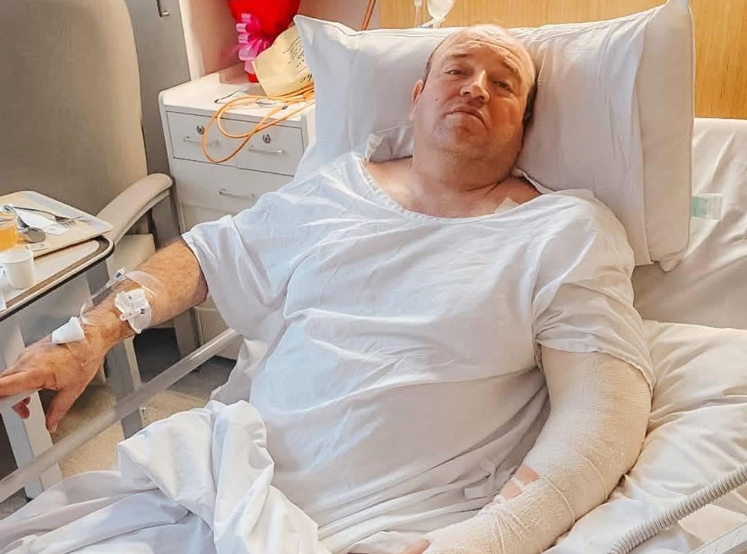 The Hero awake and recovering in the hospital today after saving countless lives yesterday. He has raised over $1.4M so far.