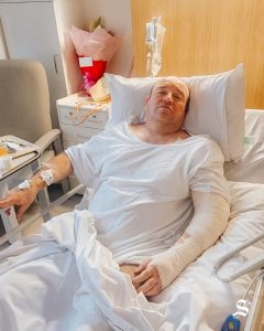 The Hero awake and recovering in the hospital today after saving countless lives yesterday. He has raised over $1.4M so far.