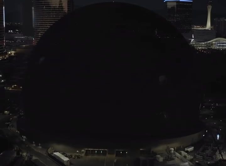 The Las Vegas Sphere looks absolutely terrifying displaying the “Mind Flayer”from Stranger Things