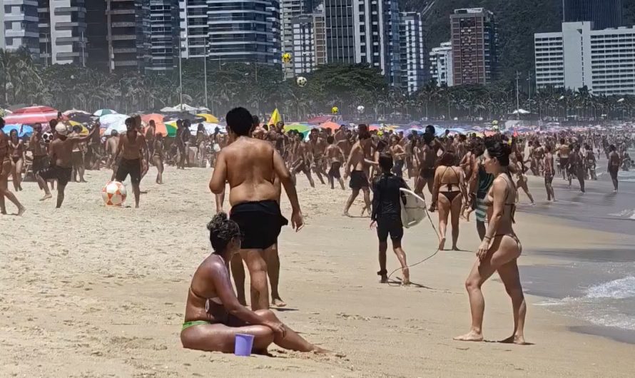 The amount of soccer balls on a Rio de Janeiro beach during a hot day.
