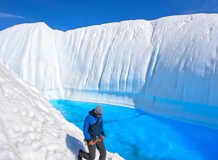 The blue glacial waters of Antarctica.