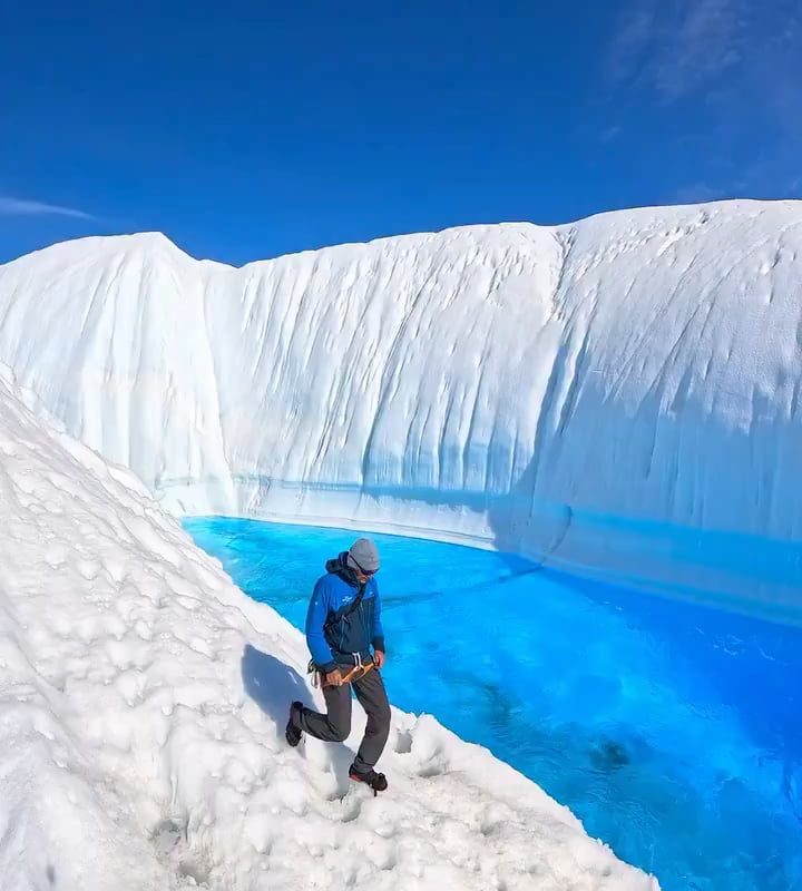 The blue glacial waters of Antarctica.