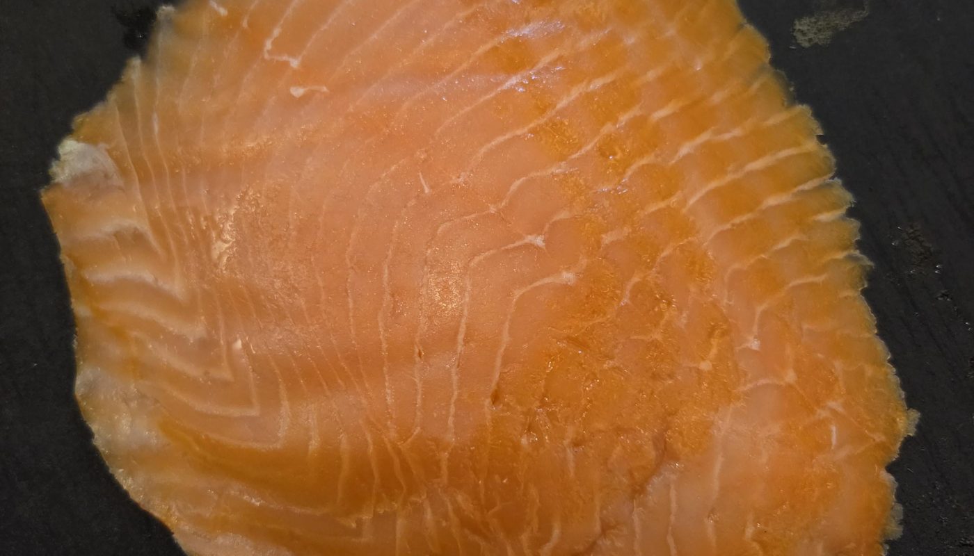 The cold smoked salmon piece I was going to cut looked like a flat fish