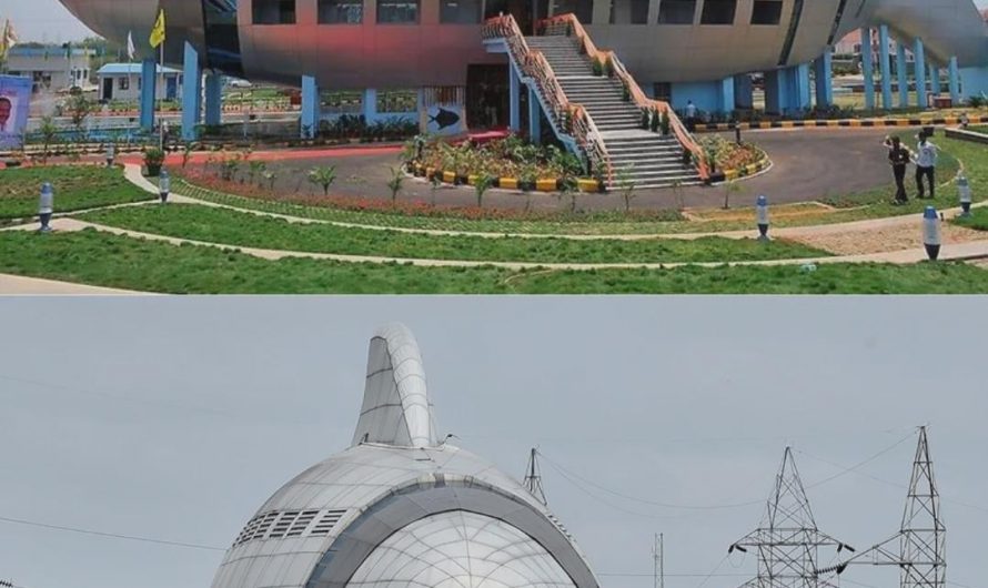 The headquarters of the National Fisheries Development Board in Hyderabad, India. Is shaped like a silly fish!