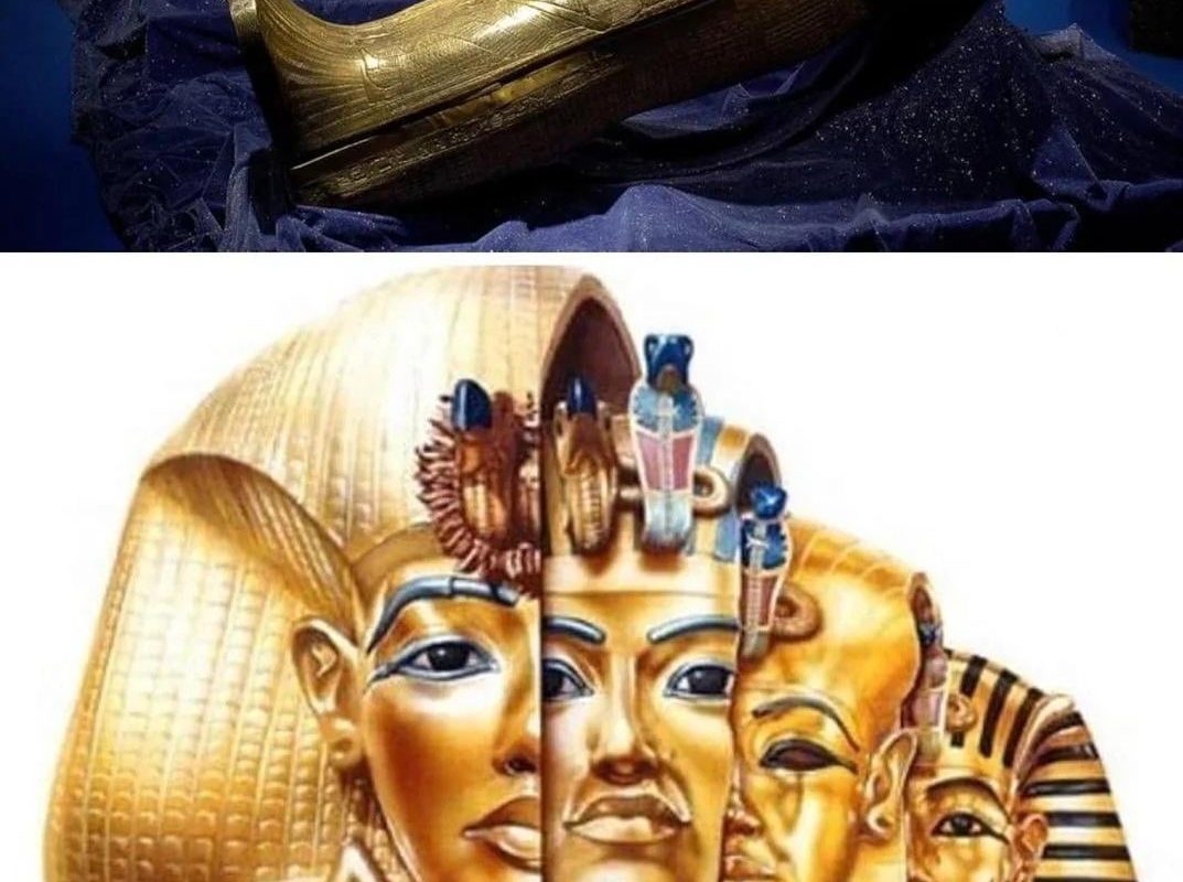 The mummy of king Tutankhamun was laid inside 3 coffins nested within each, with the innermost coffin made of 110.4 kg of solid gold. For the first time since his tomb was opened 100 years ago, the 3 coffins is being displayed together at the new Grand Egyptian Museum now