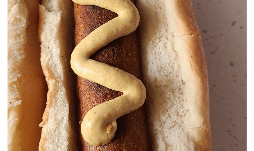 The mustard design on my veggie-dog