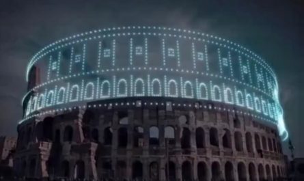 The real height of the Coloseum, represented by 2000 drones.
