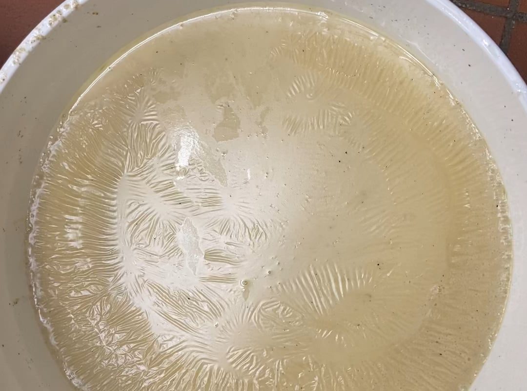 The ripples in this bucket of fresh gravy