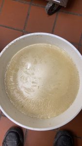 The ripples in this bucket of fresh gravy