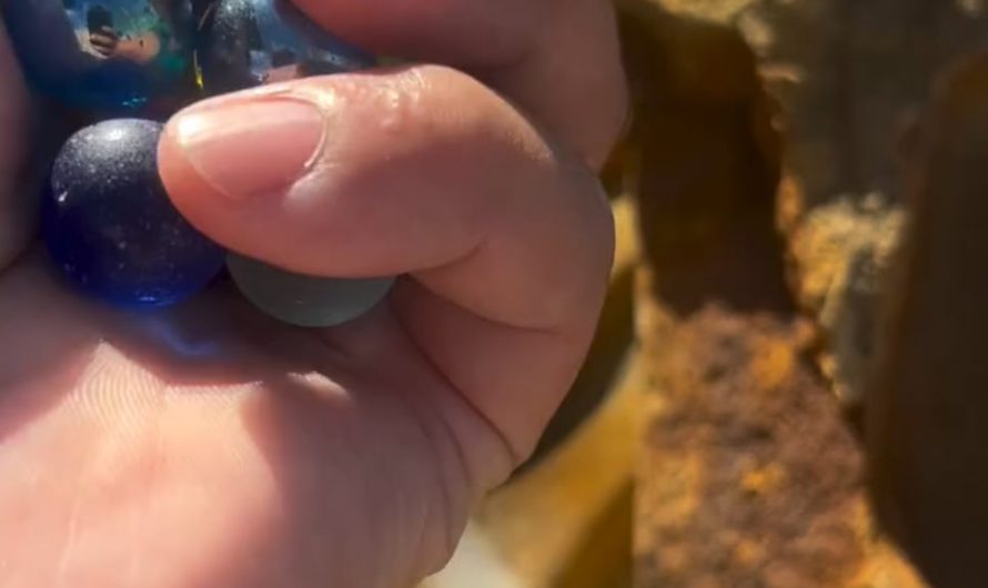 The sound of marbles rolling down this hand-carved stone run