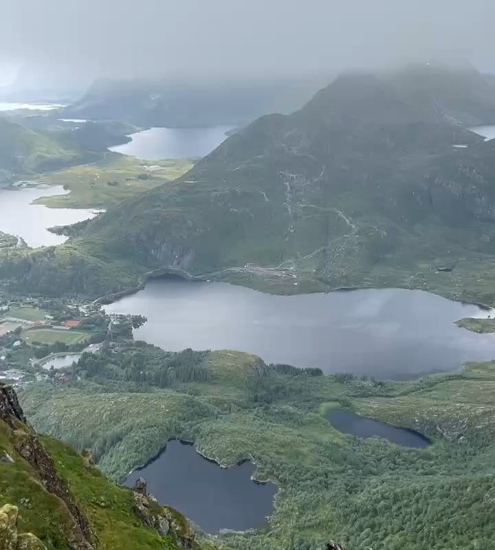 The stunning view from the Blåtinden peak near Svolvær / Norway