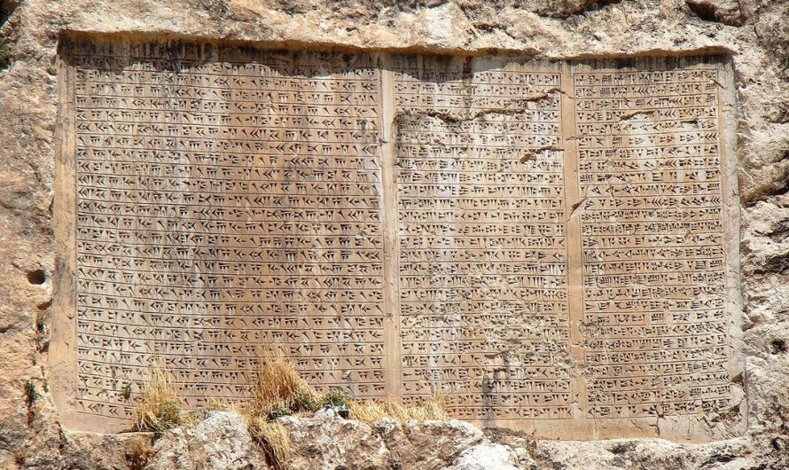 The van inscription of king Xerxes the 1st, written on a cliff 70 feet off the ground in trilingual text (old Persian/Elamite and Babylonian).