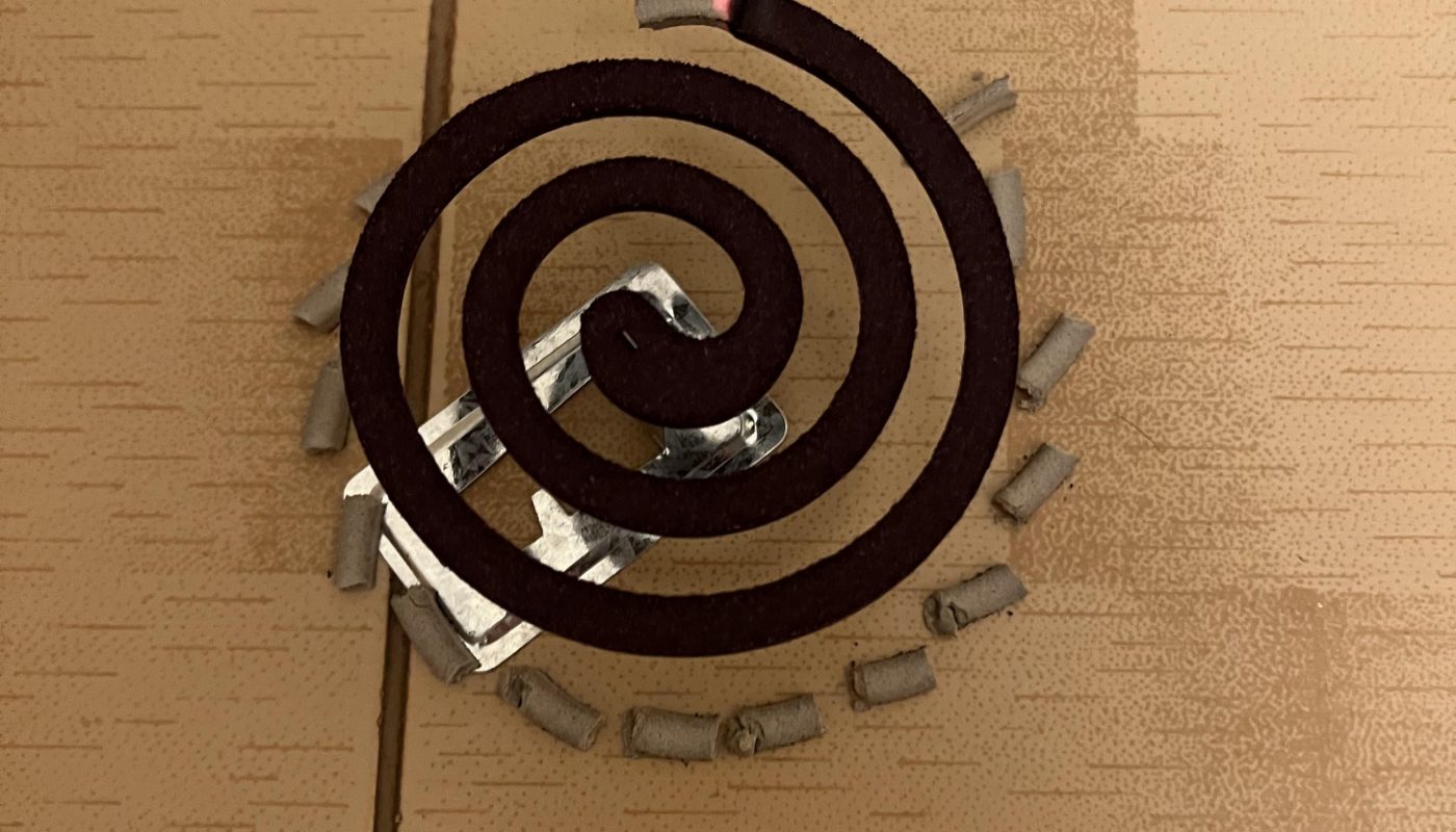 The way the ash falls from the anti mosquito “espiral”