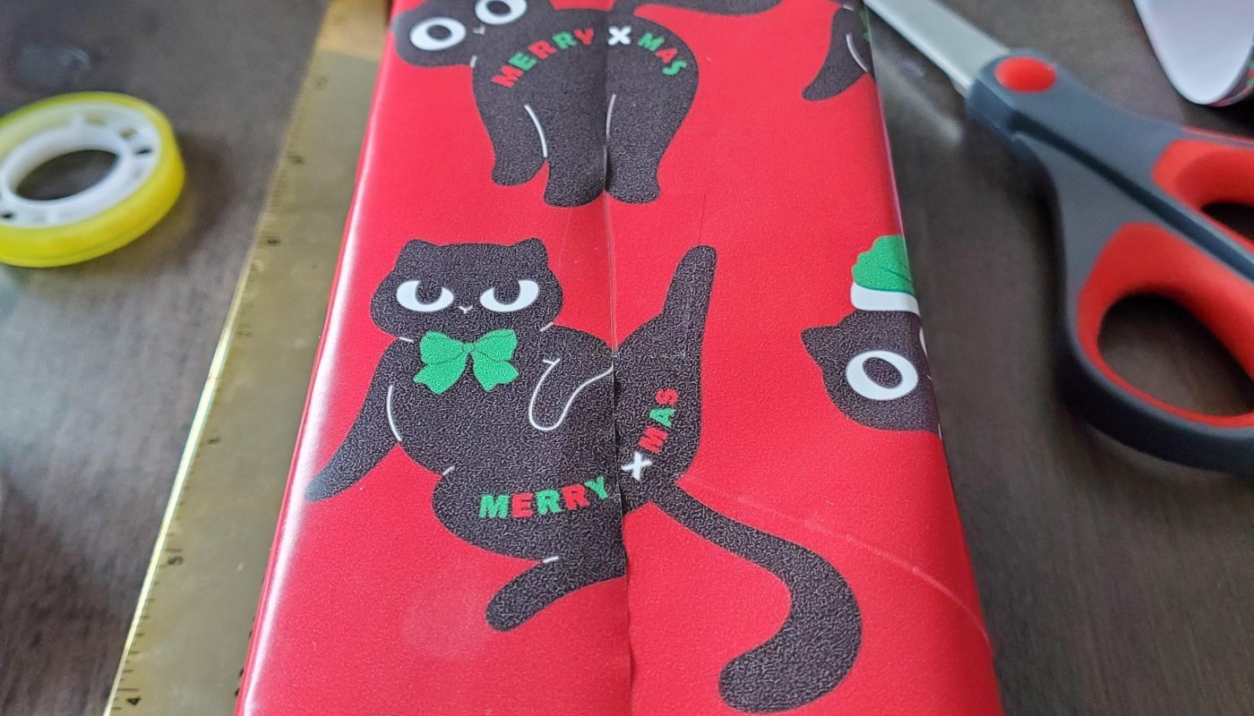 The way the wrapping paper design lined up on the gift. (OC)