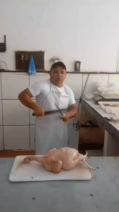 The way this guy cuts a chicken