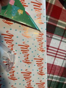 The wrapping paper lines up perfectly.