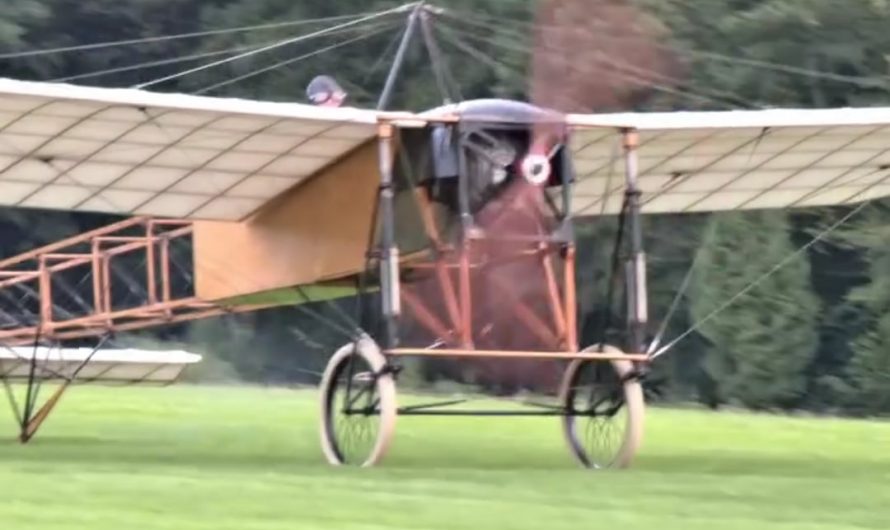 This Blériot XI, a plane first flown in 1909, comes in for a perfect landing