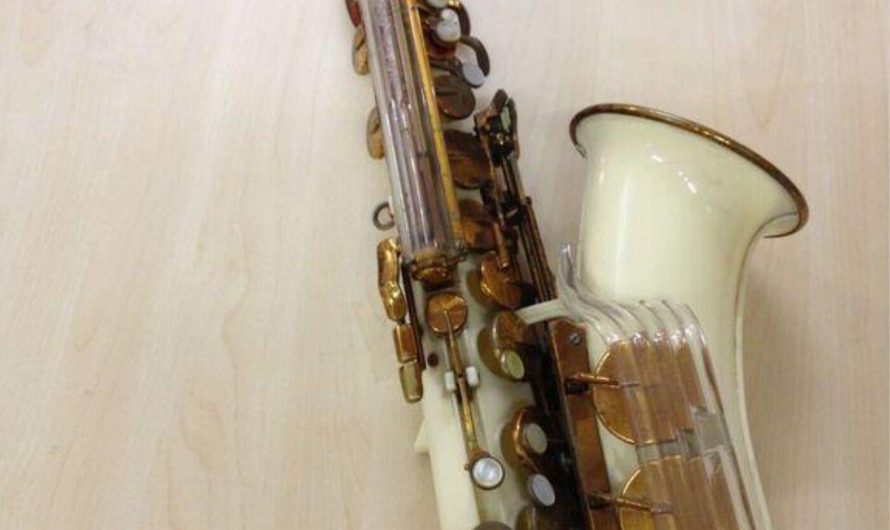This Grafton acrylic saxophone was the first musical instrument owned by David Bowie when he was 14-years-old.  It’s now in the Victoria and Albert Museum.