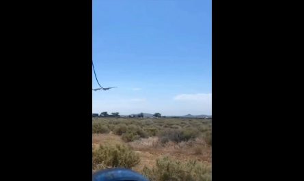 This aircraft flying over California has a wingspan longer than a football field