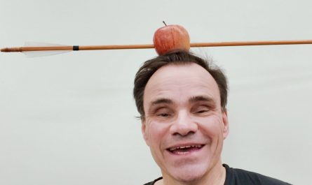 This guy shot an Apple off his head with a rotating arrow