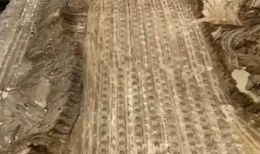 This is rock blasting. A method of breaking down large volumes of rock using controlled explosions. 💥